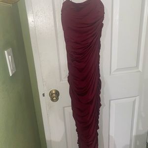 Oh Polly Ruched burgendy dress